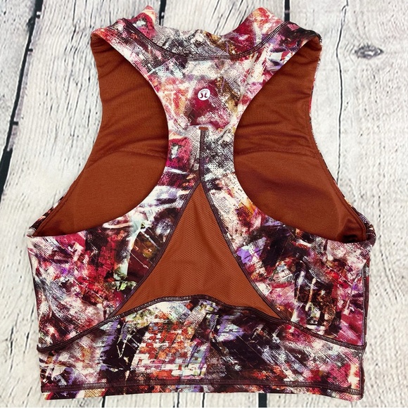 Lululemon Everlux and Mesh Cropped Tank Urbantricity Multi/Dark Terracotta Sz 6 - Picture 9 of 14